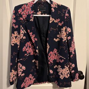 Cynthia Rowley Navy and Pink Floral Blazer